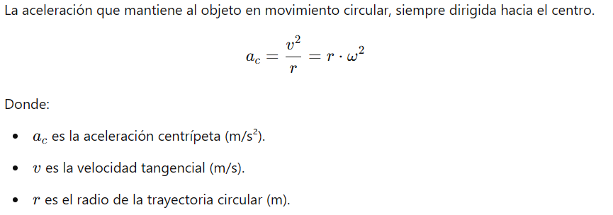 Aceleración centrípeta (a_c):