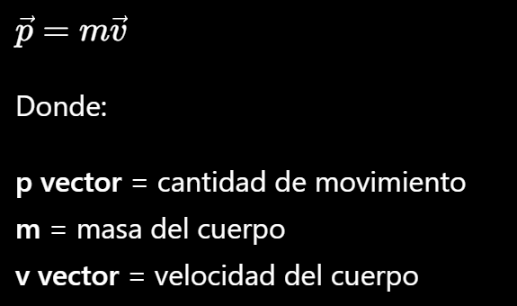 formula de cantidad de movimiento