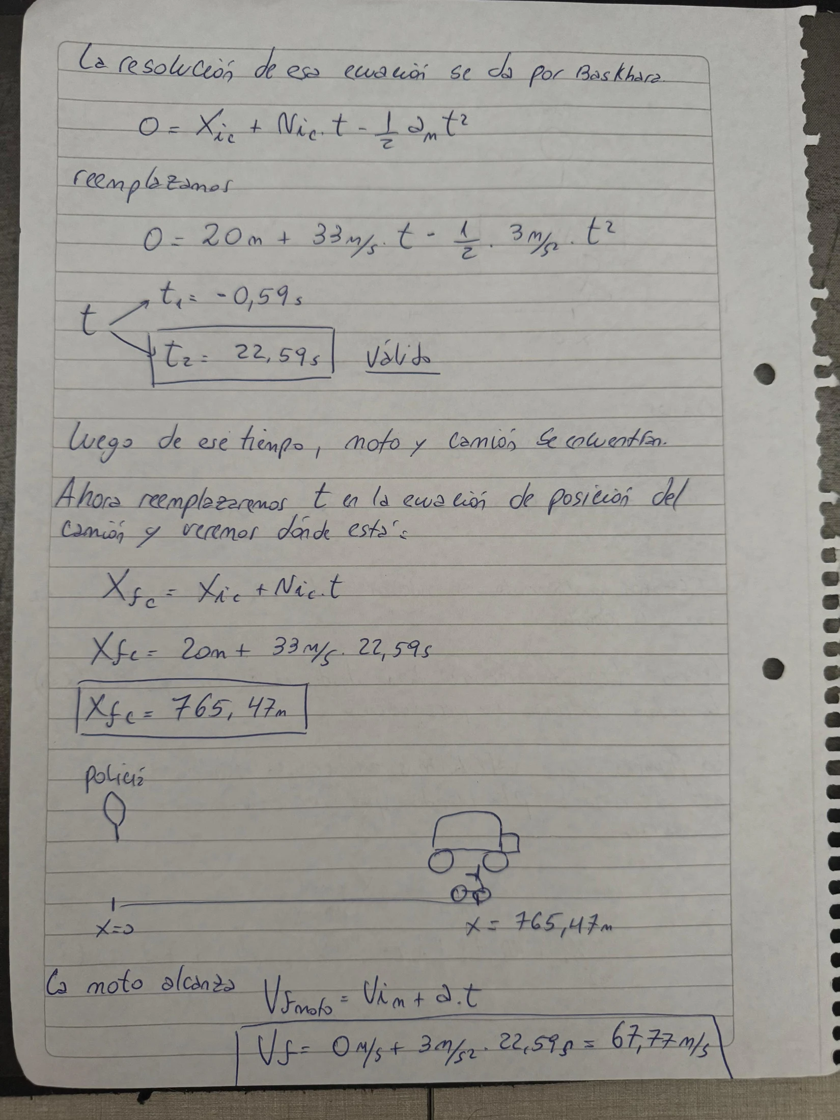 Hoja 2 de Parcial resuelto de Cinemática- Encuentro en una dimensión