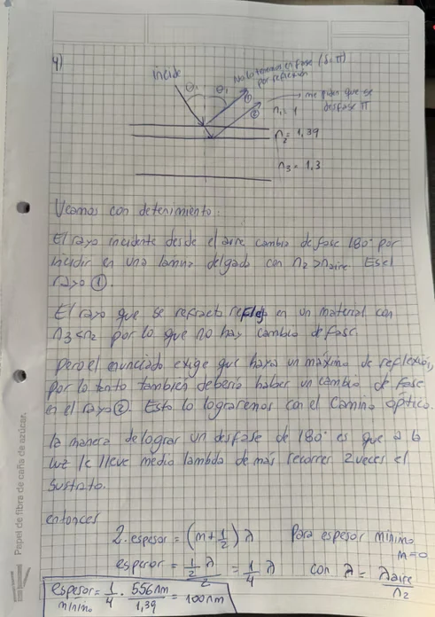 Hoja 1 de Parcial resuelto de Interferencia y Difracción