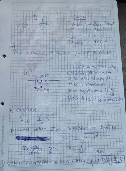 Hoja 1 de Parcial resuelto de Circuitos de Corriente Alterna