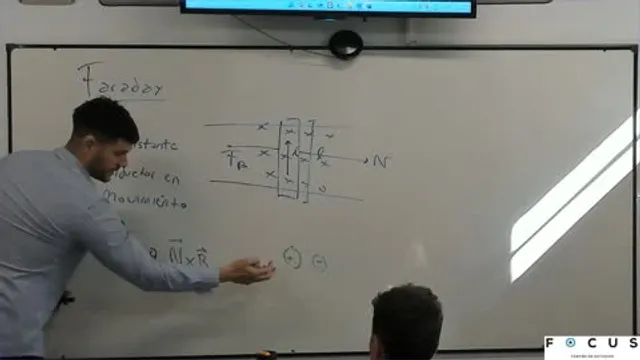 Juan explicando ley de faraday en el pizarrón